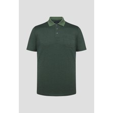 Sabri Özel Lacivert %100 Pamuk Regular Fit Jakar Desenli Cepli Polo Yaka T-shirt