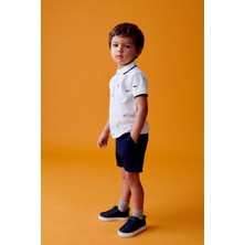 Erkek Çocuk Polo Yaka Takım – Araba Desenli Ekru & Lacivert