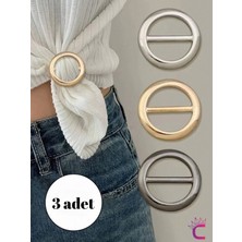 3'lü Çok Amaçlı Fular Tişört Toplama Bağlama Klipsi Aparatı - Kadın Bel Kemeri Aksesuar Broş Toka