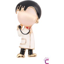 Erkek Doktor Broş - Hediyelik Takı Aksesuar Charm Çanta Süsü Ceket Yaka Iğnesi Rozeti Meslek Broşu