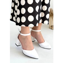 Mulen Beyaz Cilt Topuklu Ayakkabı