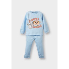 DeFacto %100 Pamuklu Regular Fit Uzun Kollu Baskılı Beli Lastikli Pijama Takımı Erkek Bebek F0547A525AU