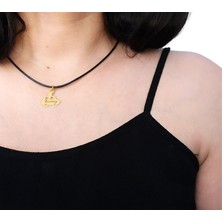 14 Ayar Plakalı Altın Zeynep Ismine Özel Siyah Bağlıklı Araba Figürlü Hediyelik KOLYE-630ISIM