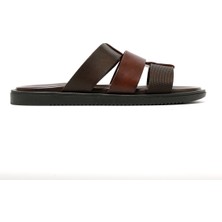 Erkek Terlik M6857 The Sandals Factory  Leather Upper Dark Brown