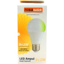 9+2W E27 Beyaz-Yeşil LED Ampul (4490)