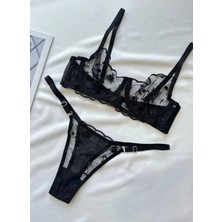 Kadın Çiçek Desenli Bralet Takım