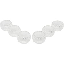 6 Pcs   Çizgili Cam  Çift Cidarlı Lokumluk - Sosluk  50 ml (4490)