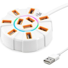 USB Hub 10*usb 1.2m Beyaz HDX7034