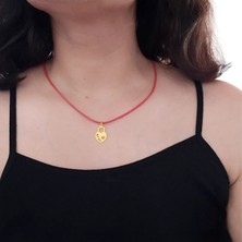 Altın Plakalı 14 Ayar Ayşe Ismine Özel Kalp Figürlü Kırmızı Bağlıklı Hediyelik KOLYE-633ISIM