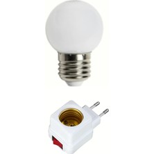 Açma Kapama Anahtarlı Duy Fişli + 1W Tasarruflu Renkli E27 LED Gece Lambası