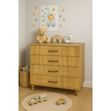 Arion Kids Alin Wood 4 Çekmeceli MDF Şifonyer | Birinci Sınıf MDF Kalitesi | REHAU Kaplama Çekmece Yüzeyleri | Ağaç Ayaklı | Riviera Renk