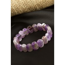 Oval Kesim Orjinal Ametist Doğaltaşlı Bileklik
