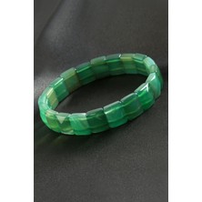 Kare Kesim Orjinal Yeşim Doğaltaşlı Bileklik