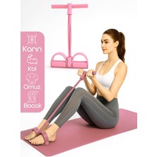 4 Lastik Body Trimmer Karın Kol Jimnastik Egzersiz Mekik Çekme Evde Spor Kondisyon Kürek Aleti Pembe