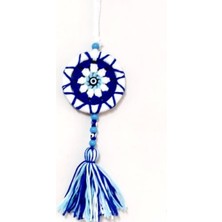 Ponponlu Nazar Boncuğu Desenli El Yapımı Mini Kapı, Duvar ve Araba Süsü