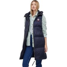 Tommy Hilfiger Lacivert Alaska Mono Down Vest Long Kaz Tüyü Kadın Kapüşonlu Yelek
