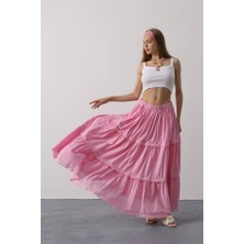 Runiquehome Dantel Detaylı Etek - Pembe