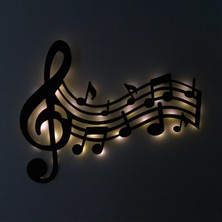 Lucenda LED Işıklı Sol Anahtarı ve Notalar Müzik Temalı Tablo Duvar Dekorlu Gece Lambası