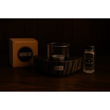 Mermer Desenli Camlı Masa Üstü Şömine – Beyaz Taşlı & Biyoetanol Yakıtlı