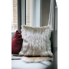 Peluş Kırlent Kılıfı - Kemik, Taş Rengi