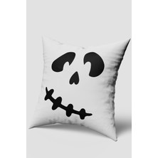Beyaz Siyah Hayalet Halloween Cadılar Bayramı Kırlent Kılıfı
