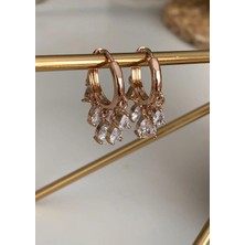 Rose Gold  Shakira Zirkon Damla Taşlı Halka Küpe