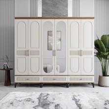 Monzio Libra 6 Kapaklı Çekmeceli Gardırop Tamamı Mdf (Aytaşı)