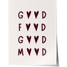 Çerçevesiz Poster, Tipografi Kalp Sembolü, Kırmızı Yazı, Minimal Poster Poster No: 106615