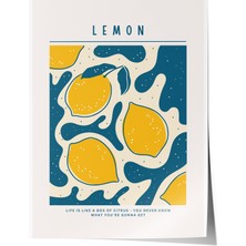Çerçevesiz Poster, Limon Deseni, Mutfak Dekoru, Retro Stil Poster No: 106618