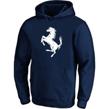 Şahlanan At Baskılı Pamuklu 3 Iplik Şardonlu Sweatshirt