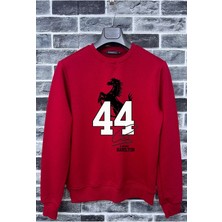 Kapüşonsuz Lew Hamiltn 44 Baskılı Pamuklu Bisiklet Yaka Sweatshirt