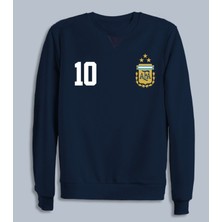 Arjantin Siyah 3 Yıldız Bisiklet Yaka Sweatshirt