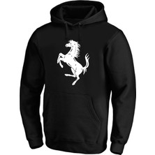 Şahlanan At Baskılı Pamuklu 3 Iplik Şardonlu Sweatshirt