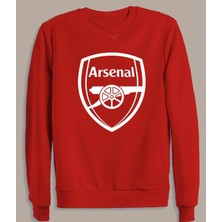 Kırmızı Arsenal Logolu Baskılı Pamuklu Unisex Tshirt