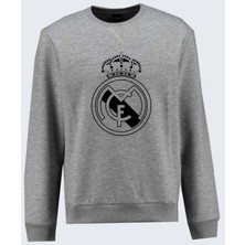 Real Madrid Baskılı Bisiklet Yaka Grimelanj Sweatshirt