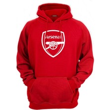 Arsenal Logo Baskılı Pamuklu 3 Iplik Kapüşonlu Sweatshirt
