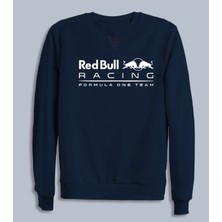 Beyaz Baskı Red Bull Bisiklet Yaka Lacivert Sweatshirt
