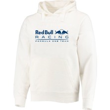 Unisex Ekru Red Bull Formula1 Pamuklu Kapüşonlu Sweatshirt