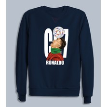 C.ronaldo Baskılı Erkek Bisiklet Yaka Sweatshirt