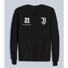 Efsaneler Serisi Pirlo Juventus 21 Bisiklet Yaka Siyah Sweatshirt