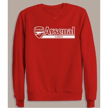 Arsenal Türkiye Baskılı Kırmızı Bisiklet Yaka Düz Sweatshirt