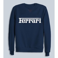Ferrari Yazılı Baskılı Baharlık Ince Bisiklet Yaka Sweatshirt