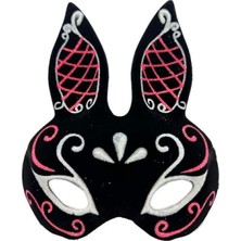 Siyah Süet Tavşan Maskesi Simli