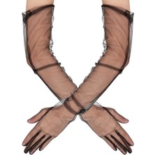 Marsilyan Uzun Boy Likralı Siyah Yetişkin Mega Tül Eldiven