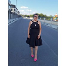 Halter Yaka Kloş  Elbise