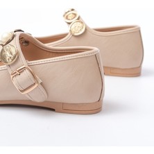 Bayan BABETİNF-6363  Nut Baret Tokalı Günlük Bayan Ayakkabı