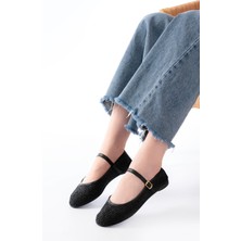 Bayan BABET7432 Siyah Fileli Toka Detaylı Günlük Kadın Babet