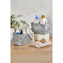 Çift Kulplu Çok Amaçlı Sepet, Dolap Içi Düzenleyici Sepet, Gri