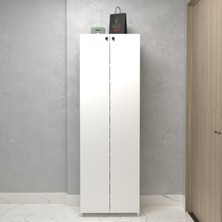 Kenzlife Kapaklı Ayakkabılık Bosnevi Mat Beyaz Suntalam 183*080*30 Kırksekiz Çift Ayakkabı Kapasitesi Arkalıksız