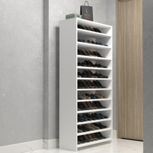 Kenzlife Ayakkabılık Konevi Mat Beyaz Suntalam 170*080*30 Kırkdört Çift Ayakkabı Kapasitesi Arkalıksız